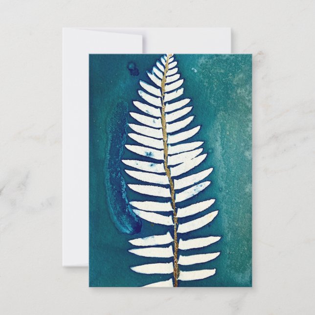 Carte de voeux Cyanotype Turquoise plat - Vierge (Devant)