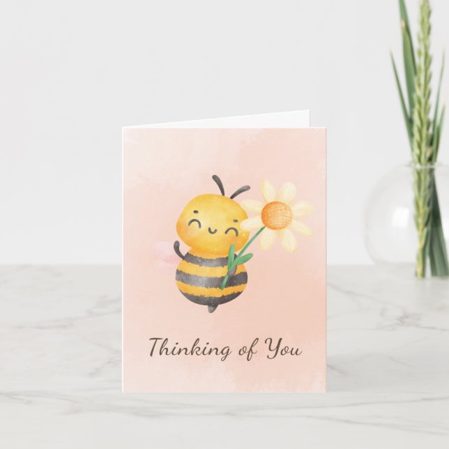 Carte de vœux d'abeille à l'aquarelle pour une jou (Devant)