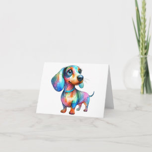Carte de voeux Dachshund multicolore