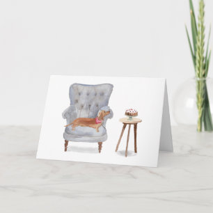 Carte de voeux Dachshund Saucage Chien Watercolor