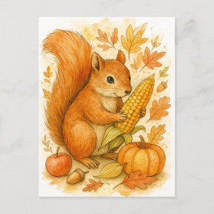 Carte de vœux d'Action de grâce écureuil d'automne