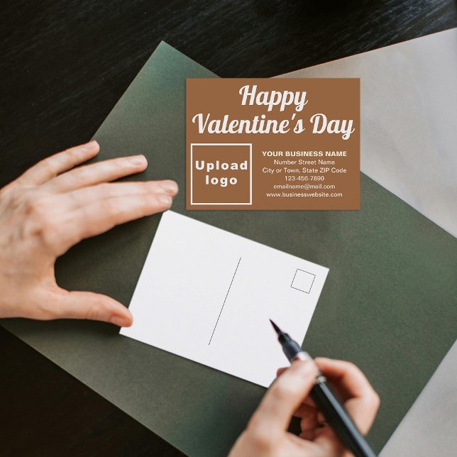 Carte de vœux d'affaires de la Saint-Valentin marr (Business Valentine brown holiday postcard to advertise your business this Valentine's Day.)
