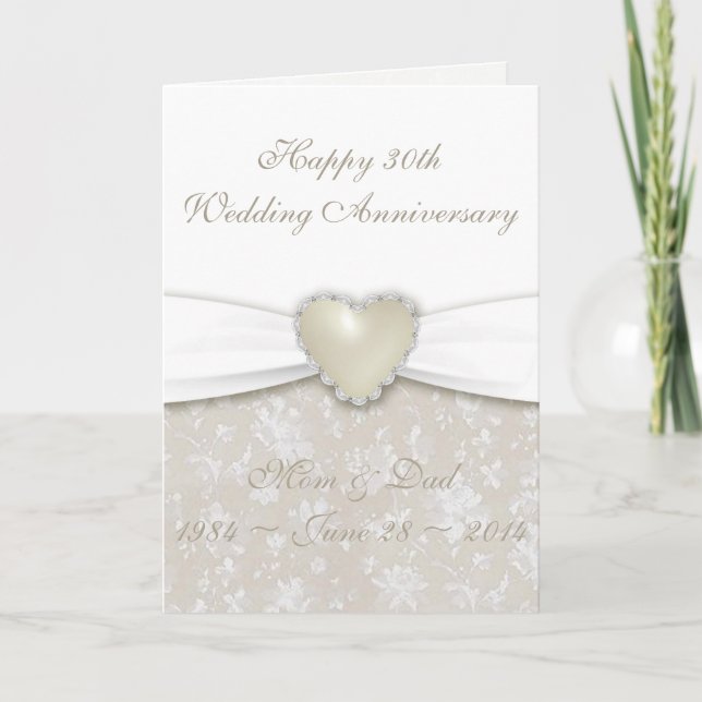 Carte de voeux Damask 30th Mariage Anniversary (Devant)