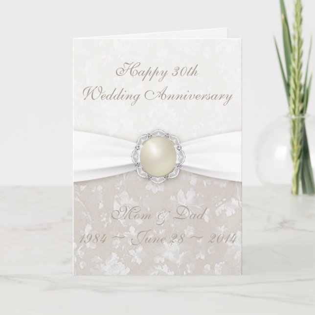 Carte de voeux Damask 30th Mariage Anniversary (Devant)