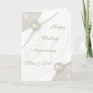 Carte de voeux Damask 30th Mariage Anniversary