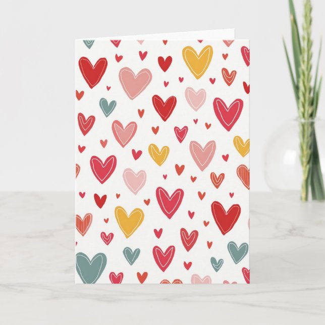 Carte de vœux d'amour aux cœurs mignons (Devant)