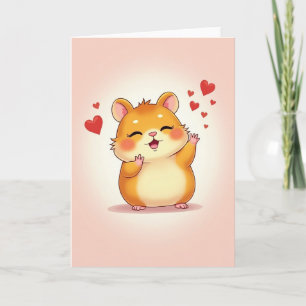 Carte de vœux d'amour avec un hamster mignon