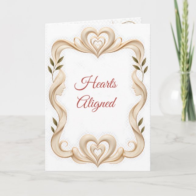 Carte de vœux d'amour Cœurs alignés (Devant)