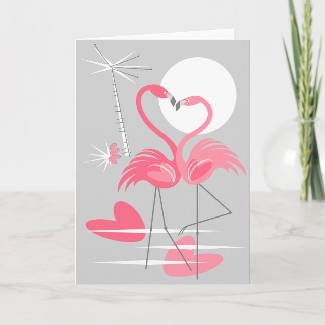 Carte de voeux d'amour de Flamant rose (Devant)