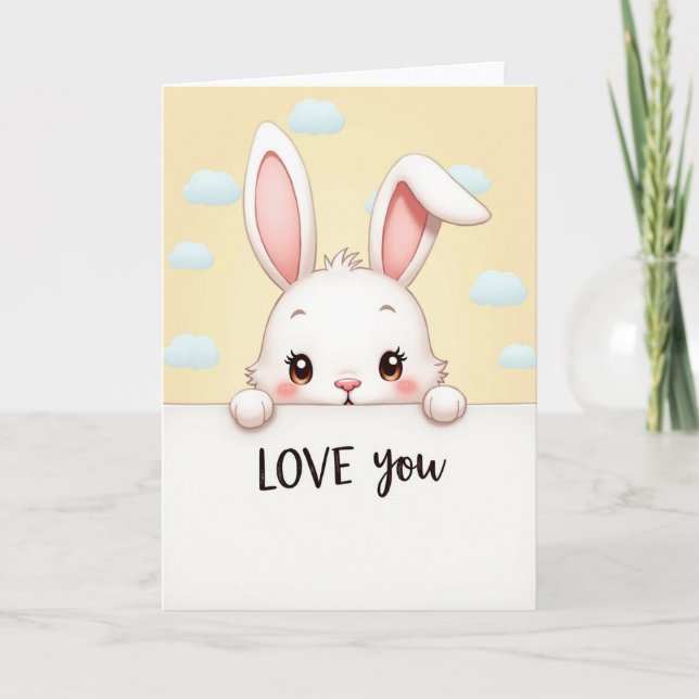 Carte de vœux d'amour de lapin mignon (Devant)
