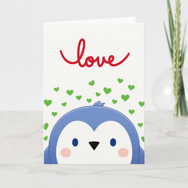 Carte de vœux d'amour de pingouin (Devant)