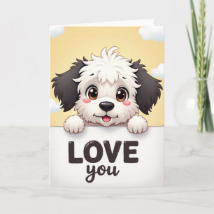Carte de vœux d'amour pour chiot mignon