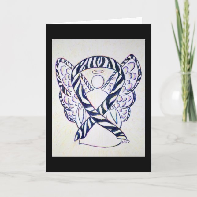 Carte de voeux d'Angel de ruban de Zebra Stripe Aw (Devant)