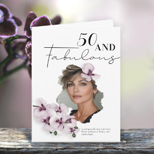 Carte de voeux d'anniversaire 50 ans avec photo d'
