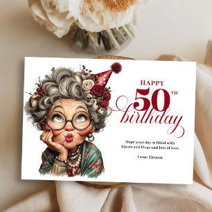 Carte de vœux d'anniversaire 50 ans lumineuse et d