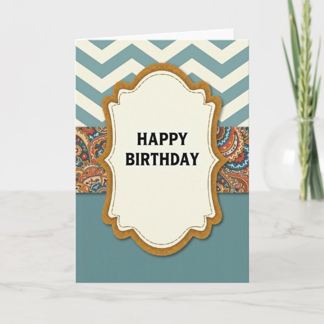 Carte de vœux d'anniversaire à cadre festonné (Devant)