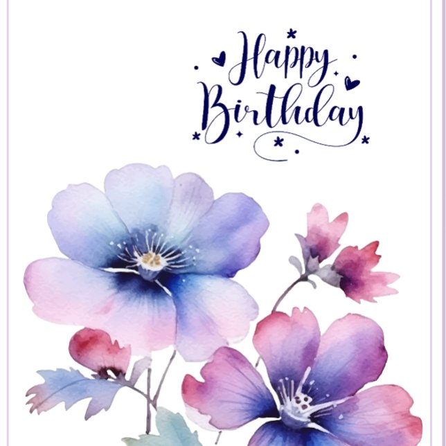 Carte de vœux d'anniversaire à fleurs violettes à  (Créateur téléchargé)