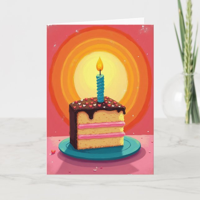 Carte de vœux d'anniversaire à la bougie allumée (Devant)