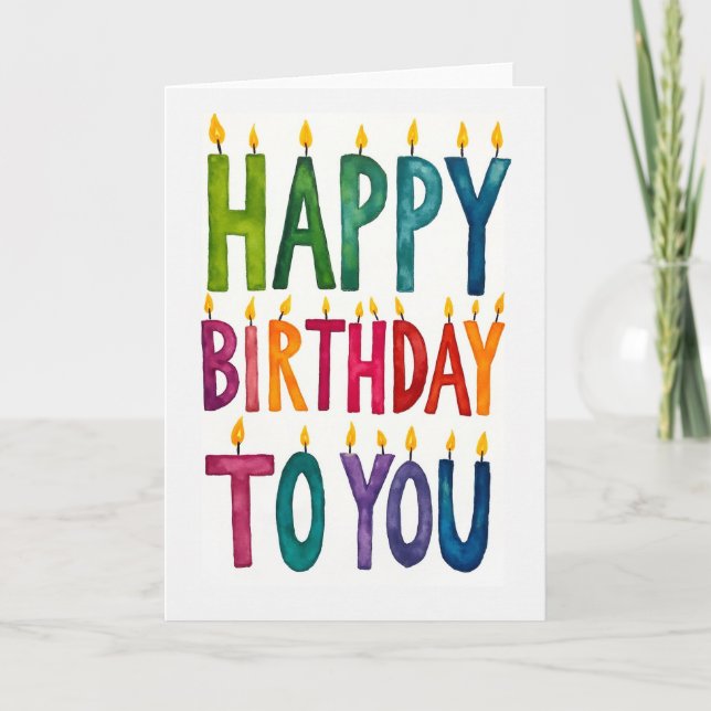 Carte de vœux d'anniversaire à l'aquarelle (Devant)