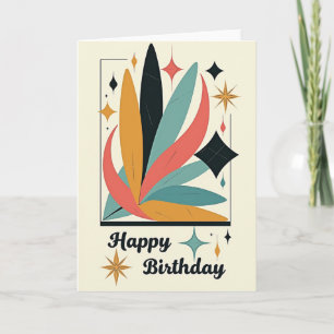 Carte de vœux d'anniversaire à motif floral rétro