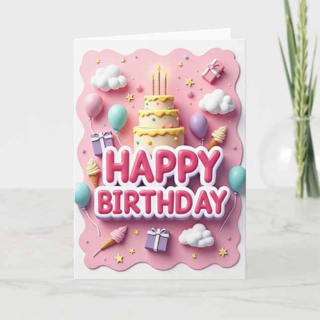 Carte de vœux d'anniversaire à pois (Devant)
