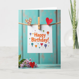 Carte de vœux d'anniversaire à pois et ballons