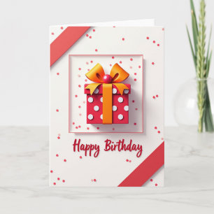 Carte de vœux d'anniversaire à ruban rouge