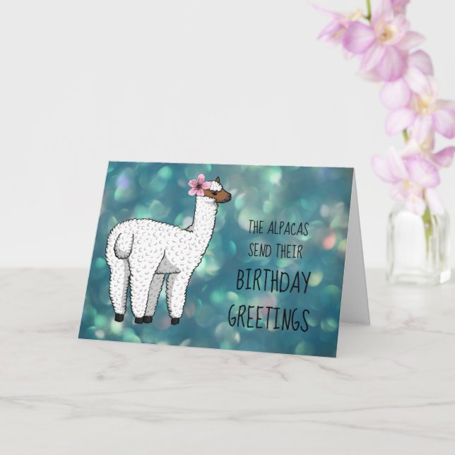 Carte de voeux d'anniversaire Alpaca (Orchidée)