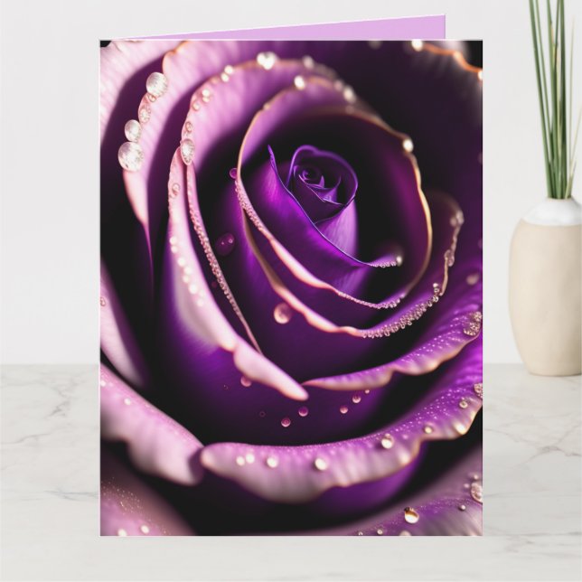 Carte de vœux d'anniversaire ART ROSE VIOLETTE (Devant)