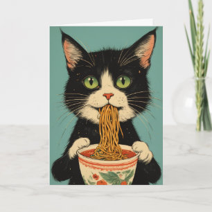 CARTE DE VOEUX D'ANNIVERSAIRE AU CHAT SMOKING RAME