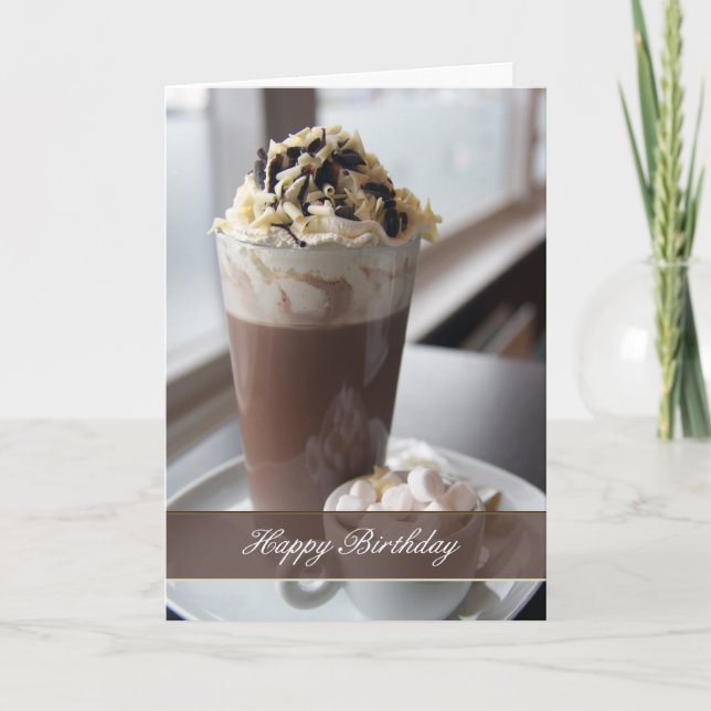 carte de voeux d'anniversaire au chocolat chaud (Devant)