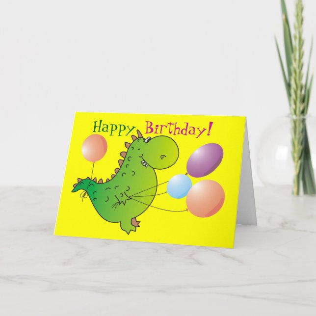 Carte de voeux d'anniversaire au dragon vert migno (Devant)