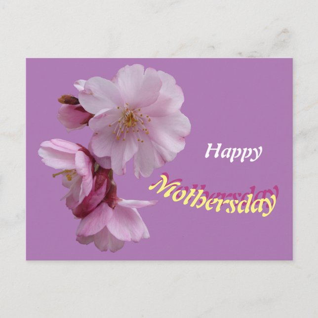 Carte de vœux d'anniversaire aux fleurs roses de P (Devant)