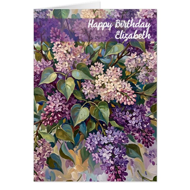 Carte de vœux d'anniversaire aux lilas joyeux (Devant)