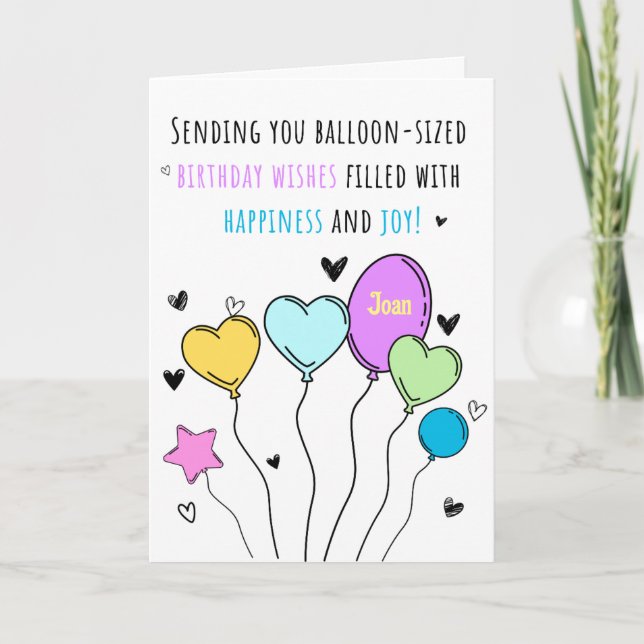 Carte de vœux d'anniversaire avec ballon coloré (Devant)