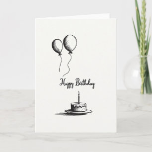 Carte de vœux d'anniversaire avec ballons esquissé