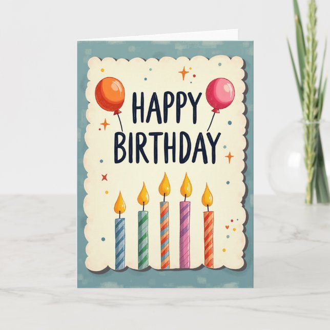 Carte de vœux d'anniversaire avec bordure joyeuse (Devant)