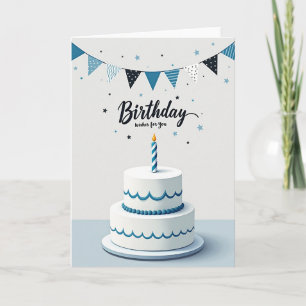 Carte de vœux d'anniversaire avec bougie rayée