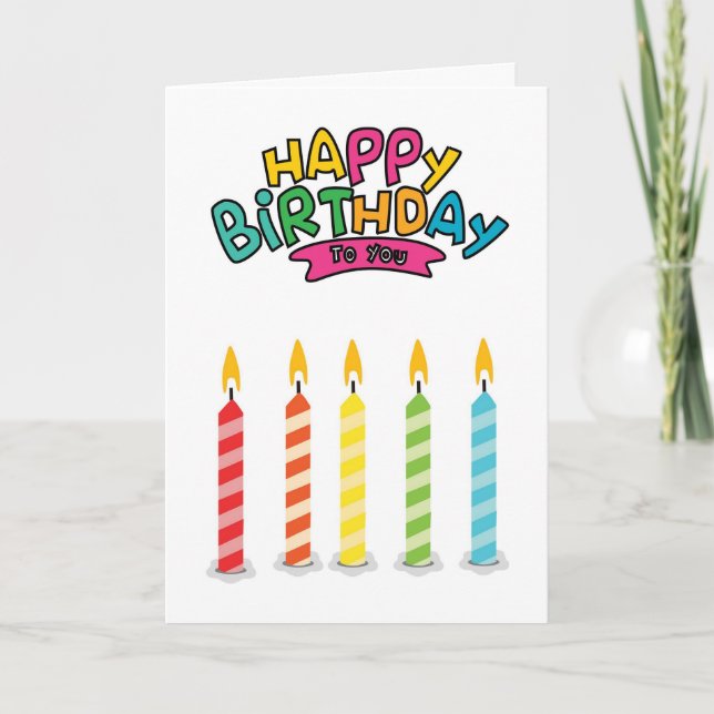 Carte de vœux d'anniversaire avec bougies colorées (Devant)