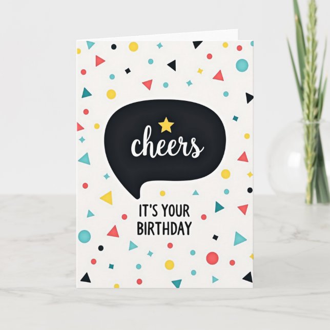 Carte de vœux d'anniversaire avec confettis (Devant)