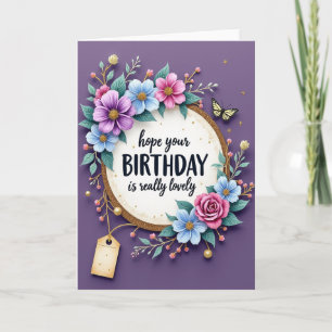 Carte de vœux d'anniversaire avec couronne florale