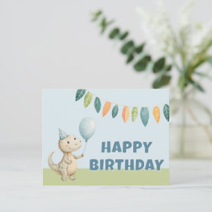 Carte de vœux d'anniversaire avec dinosaures peint
