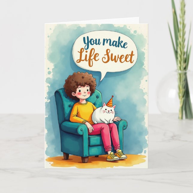 Carte de vœux d'anniversaire avec fauteuil sarcell (Devant)
