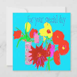 Carte de vœux d'anniversaire avec fleurs heureuses