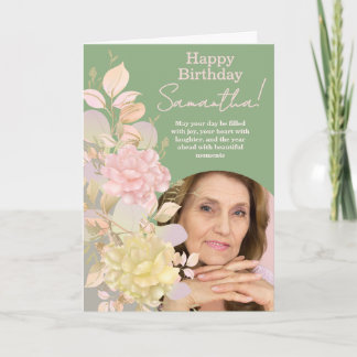 Carte de vœux d'anniversaire avec fleurs roses pas