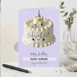 Carte de vœux d'anniversaire avec gâteau et ours e