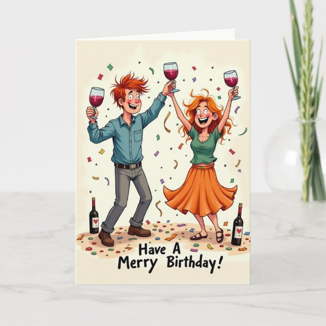 Carte de vœux d'anniversaire avec toast (Devant)