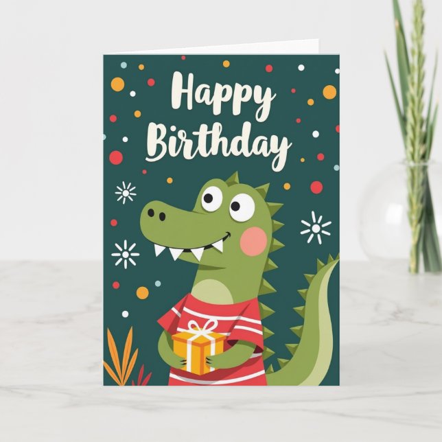 Carte de vœux d'anniversaire avec un cadeau de des (Devant)