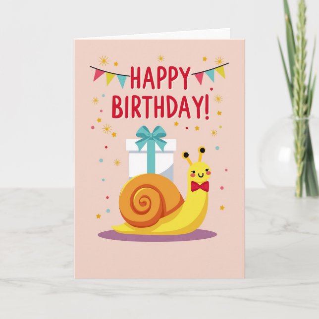 Carte de vœux d'anniversaire avec un escargot mign (Devant)