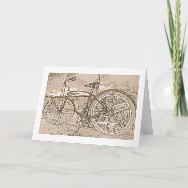 Carte de voeux d'anniversaire avec Vélo Vintage (Devant)